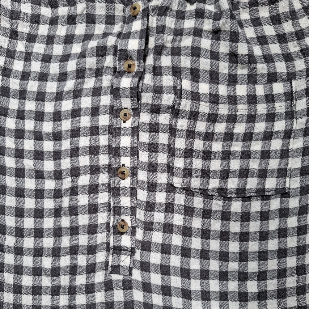 Anthropologie Isadora Button Back Tunic Gray Checkered Womens Size S Boho Chic - Picture 11 of 14